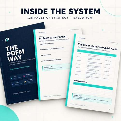 The PDFM Way — Evidence-First 30-Day Digital Product System