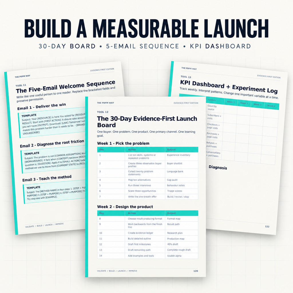 The PDFM Way — Evidence-First 30-Day Digital Product System